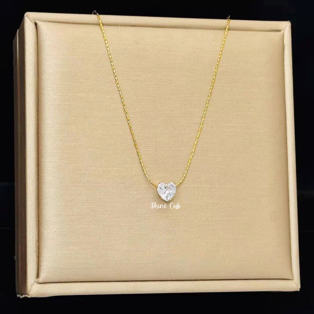 Tiny Diamond Heart Necklace