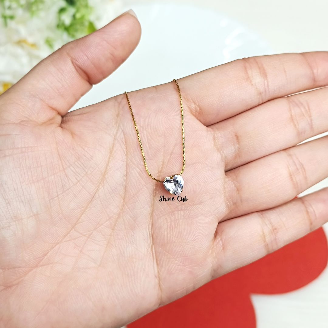 Tiny Diamond Heart Necklace