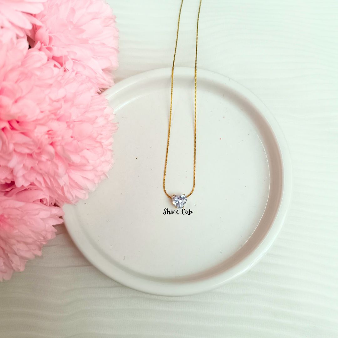 Tiny Diamond Heart Necklace