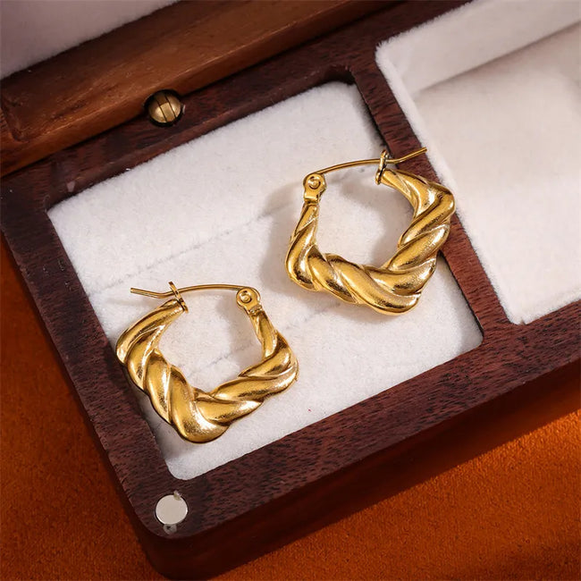 Golden Twist Hoops