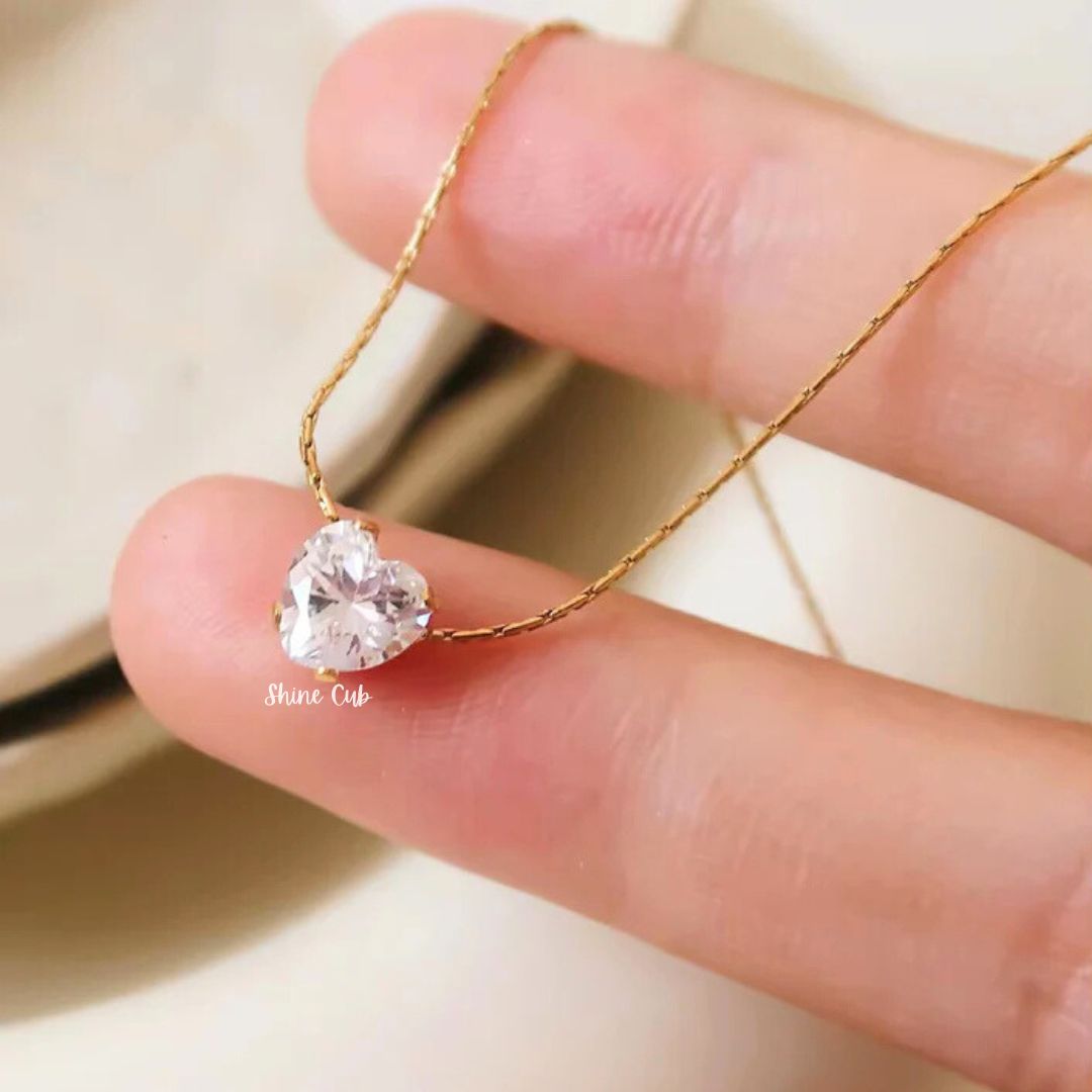 Tiny Diamond Heart Necklace