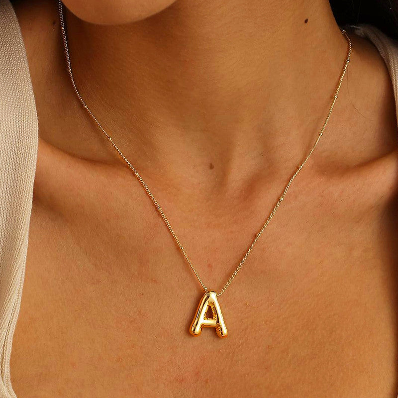 Golden A Initial Necklace