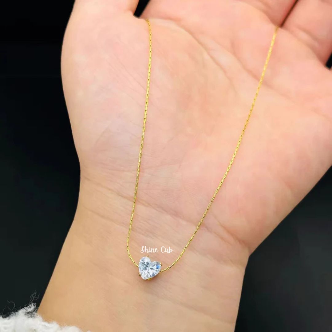 Tiny Diamond Heart Necklace