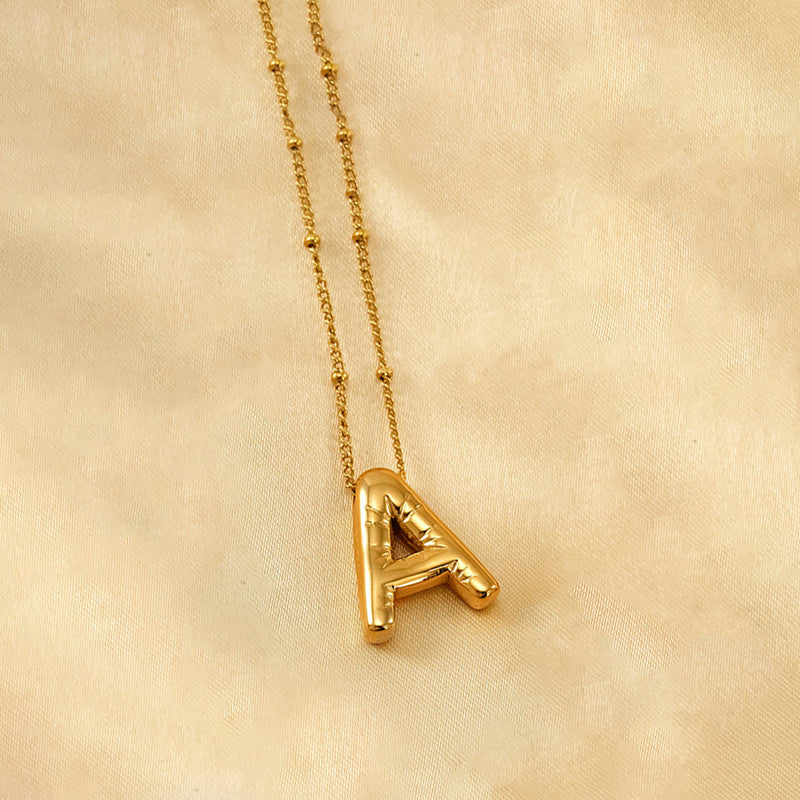 Golden A Initial Necklace