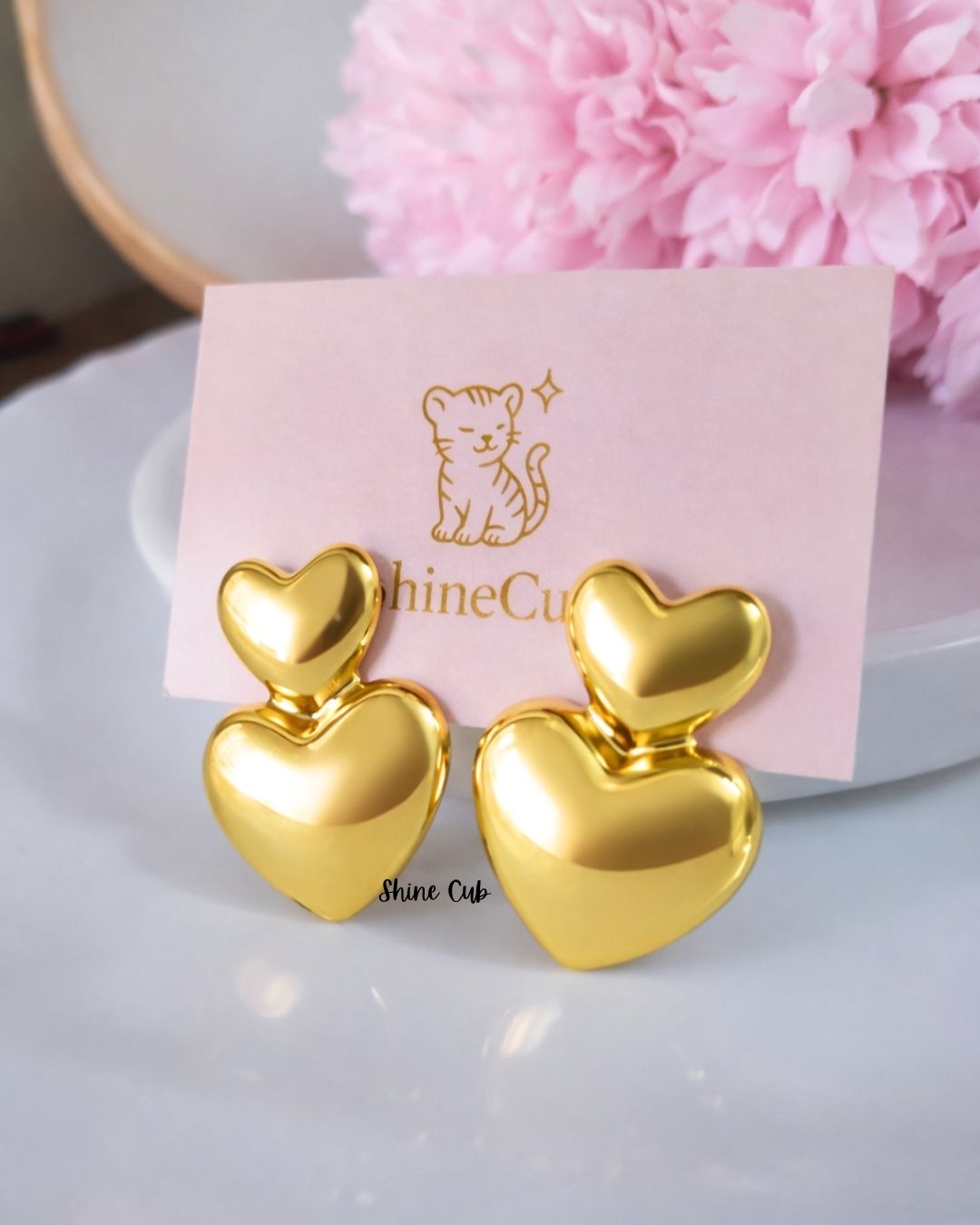 Double Heart Glow Earrings