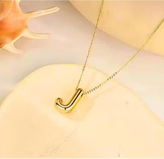 Golden J Initial Necklace